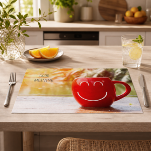 Frühstück - Good Morning rote Kaffeetasse - Tischset Papier – Bild 2