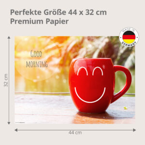 Frühstück - Good Morning rote Kaffeetasse - Tischset Papier – Bild 3