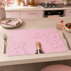 Sektflasche mit Konfetti pink - Tischset Papier – Bild 2