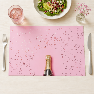 Sektflasche mit Konfetti pink - Tischset Papier – Bild 1