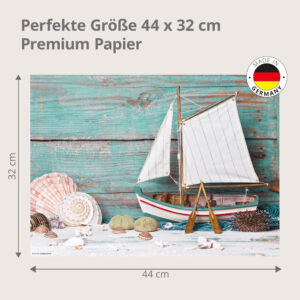 Segelboot mit Muscheln - Tischset Papier – Bild 3