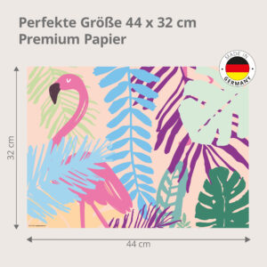 Flamingo mit tropische Blättern - Tischset Papier – Bild 3