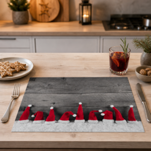 Weihnachten - Zipfelmützen im Schnee - Tischset Papier – Bild 2