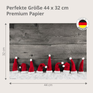 Weihnachten - Zipfelmützen im Schnee - Tischset Papier – Bild 3