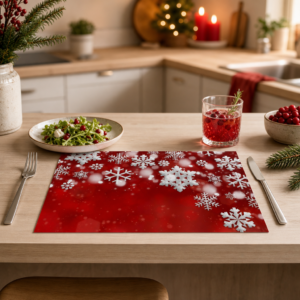 Weihnachten - Weiße Schneeflocken - Tischset Papier – Bild 2