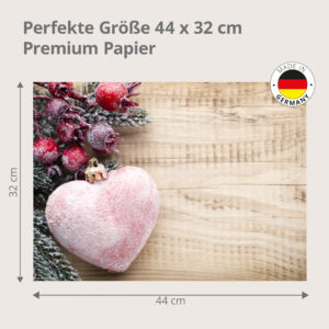 Weihnachten - Herz mit Beeren links – Papiertischsets Großpackung – Bild 3
