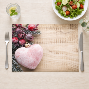 Weihnachten - Herz mit Beeren links – Papiertischsets Großpackung – Bild 1
