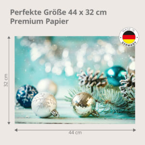 Weihnachten - Türkise Kugeln und Tannenzapfen - Tischset Papier – Bild 3