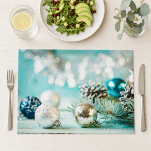 Weihnachten - Türkise Kugeln und Tannenzapfen - Tischset Papier – Bild 1