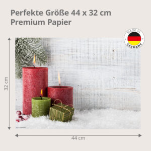 Weihnachten - Rote grüne Kerzen Geschenk Holz - Tischset Papier – Bild 3
