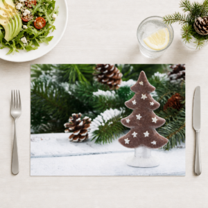 Weihnachten - Weihnachtsbaum vor Tannenzweigen - Tischset Papier – Bild 1