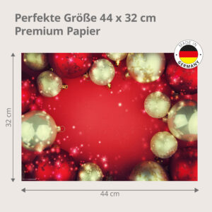 Weihnachten - rote und goldene Kugeln Rahmen - Tischset Papier – Bild 3