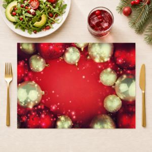 Weihnachten - rote und goldene Kugeln Rahmen - Tischset Papier – Bild 1