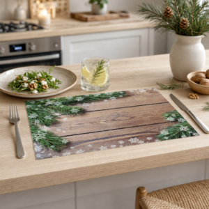 Weihnachten - Tannenzweige auf Holztisch – Papiertischsets Großpackung – Bild 2