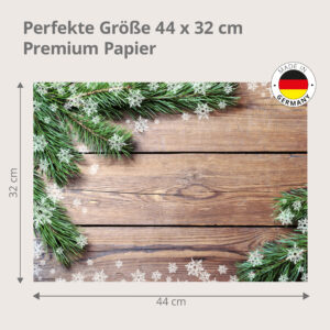 Weihnachten - Tannenzweige auf Holztisch – Papiertischsets Großpackung – Bild 3