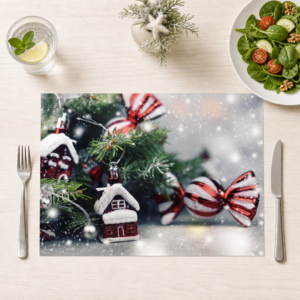 Weihnachten - Bonbons und Tannenzweig - Tischset Papier – Bild 1