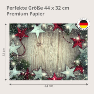 Weihnachten - rot-weisser Sternenrahmen – Papiertischsets Großpackung – Bild 3