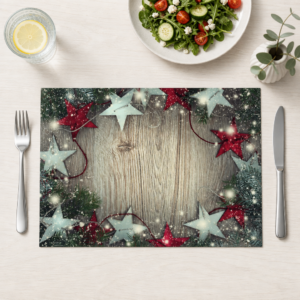 Weihnachten - rot-weisser Sternenrahmen – Papiertischsets Großpackung – Bild 1