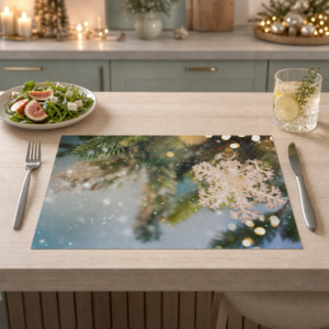 Weihnachten - Glitzerschneeflocke am Tannenzweig - Tischset Papier – Bild 2