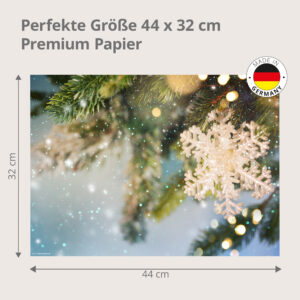 Weihnachten - Glitzerschneeflocke am Tannenzweig - Tischset Papier – Bild 3