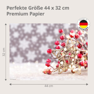 Weihnachten - Goldener Stern mit rote Beeren im Schnee - Tischset Papier – Bild 3