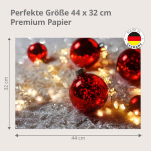 Weihnachten - Rote Kugeln mit Lichterkette im Schnee - Tischset Papier – Bild 3