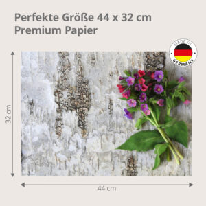 Wildblumen rosa-lila auf Birkenrinde - Tischset Papier – Bild 3