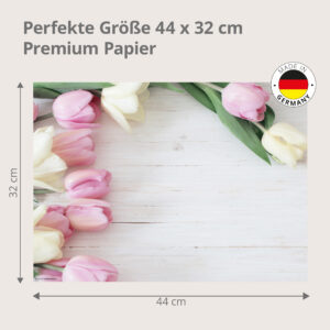 Tulpen rosa-weiß auf hellem Holz – Papiertischsets Großpackung – Bild 3