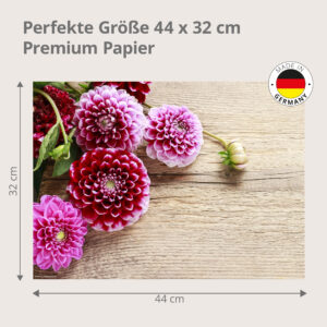 Dahlien pink-rot auf rustikalem Holz - Tischset Papier – Bild 3