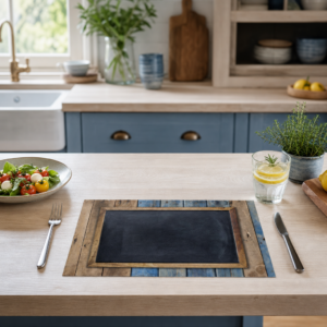Kreidetafel mit Holzrahmen - Tischset Papier – Bild 2