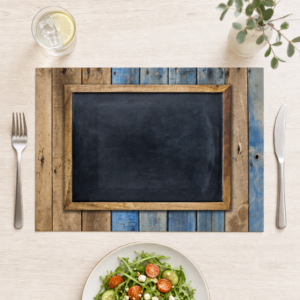 Kreidetafel mit Holzrahmen - Tischset Papier – Bild 1