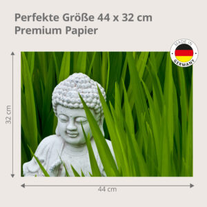 Buddha Statue weiß in grünen Blättern - Tischset Papier – Bild 3