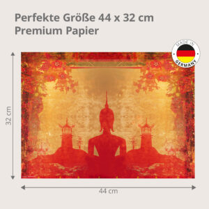 Buddha Silhouette rot-gold mit Pagoden - Tischset Papier – Bild 3