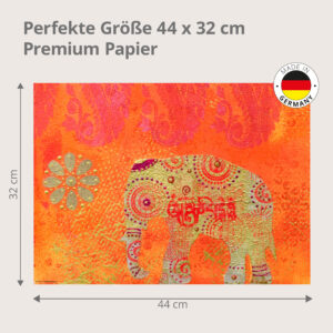 Indischer Elefant orange-gold - Tischset Papier – Bild 3