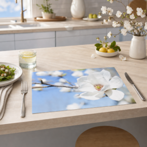 weiße Magnolienblüte mit blauen Himmel - Tischset Papier – Bild 2