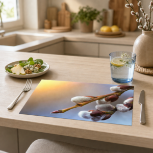 Weidenkätzchen – Frühlingsboten im Abendlicht - Tischset Papier – Bild 2