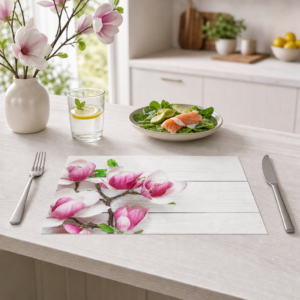 Magnolie – rosa Blütenzweig - Tischset Papier – Bild 2