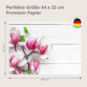 Magnolie – rosa Blütenzweig - Tischset Papier – Bild 3