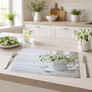 Schneeglöckchen – zarte Frühlingsboten in Tasse - Tischset Papier – Bild 2