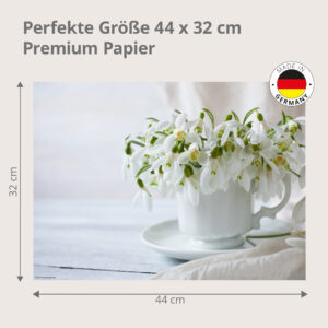 Schneeglöckchen – zarte Frühlingsboten in Tasse - Tischset Papier – Bild 3