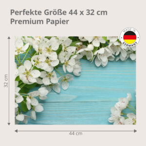 Apfelblüten – weißes Blütenmeer auf Türkis - Tischset Papier – Bild 3