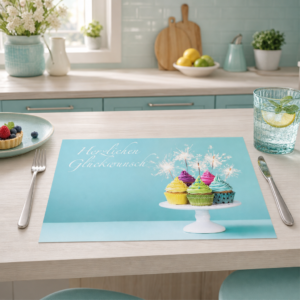 Cupcakes – Herzlichen Glückwunsch mit Wunderkerzen – Papiertischsets Großpackung – Bild 2
