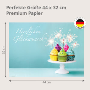 Cupcakes – Herzlichen Glückwunsch mit Wunderkerzen – Papiertischsets Großpackung – Bild 3