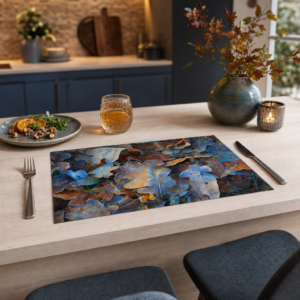 Herbstblätter – Eichenlaub mit Raureif - Tischset Papier – Bild 2