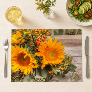 Sonnenblumen Herbststrauß mit Beeren - Tischset Papier – Bild 1