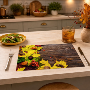 Blätter, Beeren, Zapfen Arrangement Holztische - Tischset Papier – Bild 2