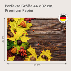 Blätter, Beeren, Zapfen Arrangement Holztische - Tischset Papier – Bild 3