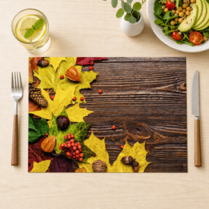 Blätter, Beeren, Zapfen Arrangement Holztische - Tischset Papier – Bild 1