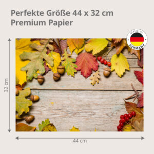 Herbst-Rahmen – Blätter und Eicheln auf Hellholz - Tischset Papier – Bild 3
