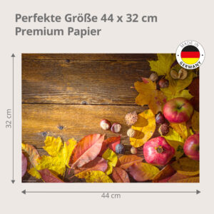Herbstlaub mit Äpfel und Nüssen - Tischset Papier – Bild 3